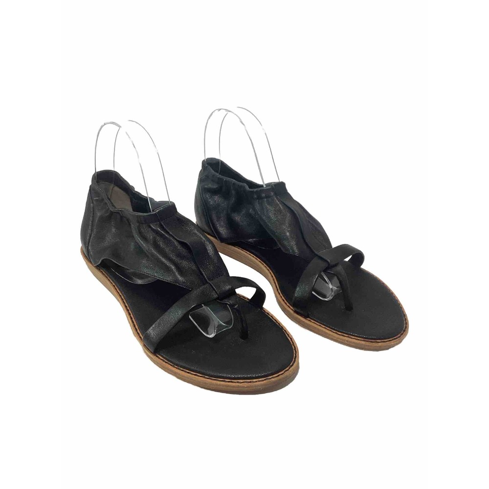Botkier Black Leather Ankle Thong Toe Sandals 38.5 Made In Italy